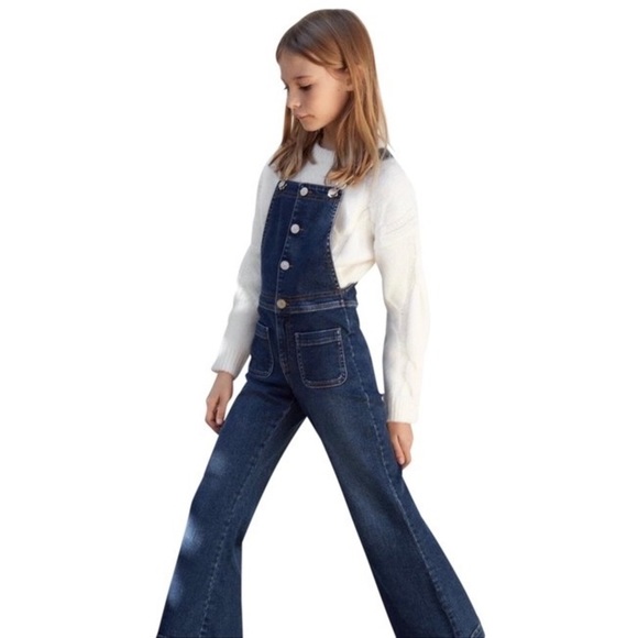 ZARA | GIRL'S FLARE INDIGO OVERALLS sz 7/8. Super cute! - Picture 14 of 14